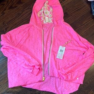 Lululemon & Hurley collab - hot pink eyelet paisley zip hoodie